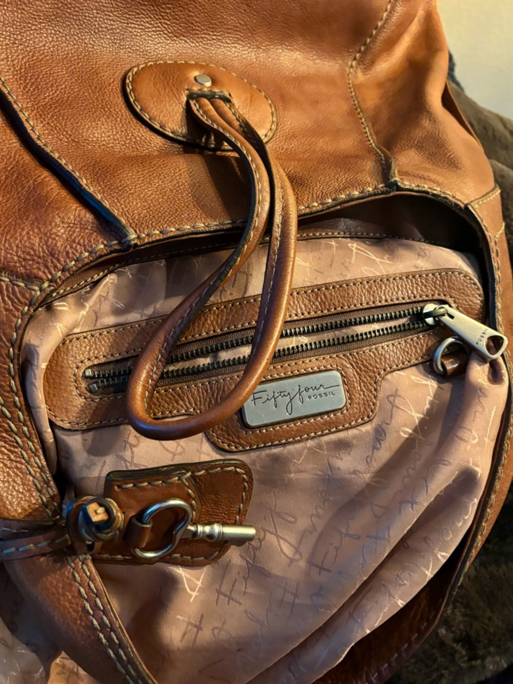 Fossil Fifty-Four Pebbled Leather Tote 👜 Gorgeous! - Picture 13 of 14